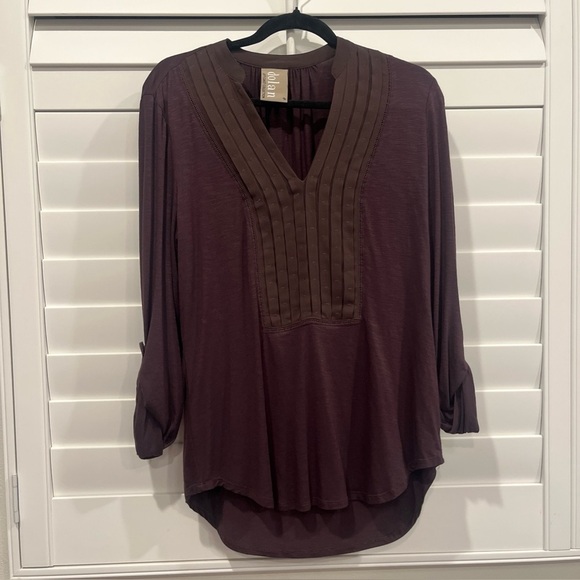Anthropologie Tops - Anthropologie Dolan Pintucked Bryn Henley Top size medium plum